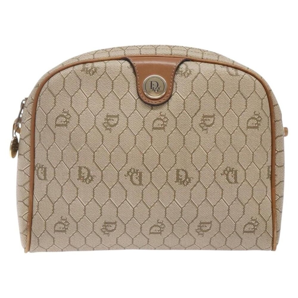 Christian Dior Honeycomb Canvas Shoulder Bag PVC Beige Gold Auth BA5167 - Picture 3 of 16